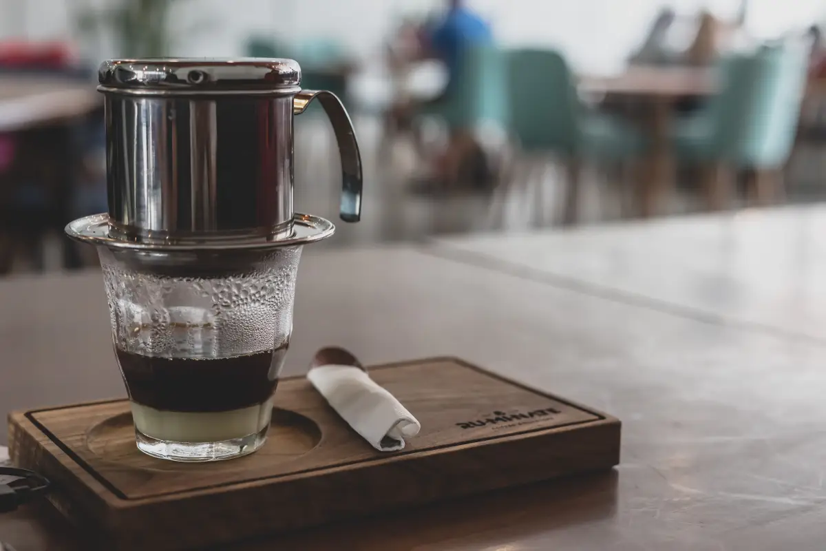 Vietnamese phin coffee brewing at Phinology Coffee Convoy District